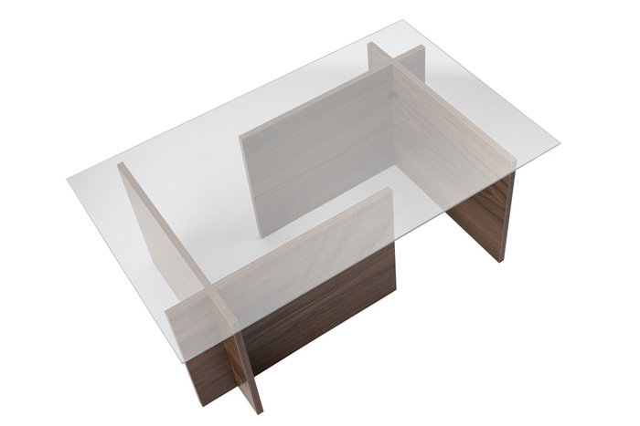 Nordure Mesa de Centro Nogal y Cristal Templado 105x65x40 cm
